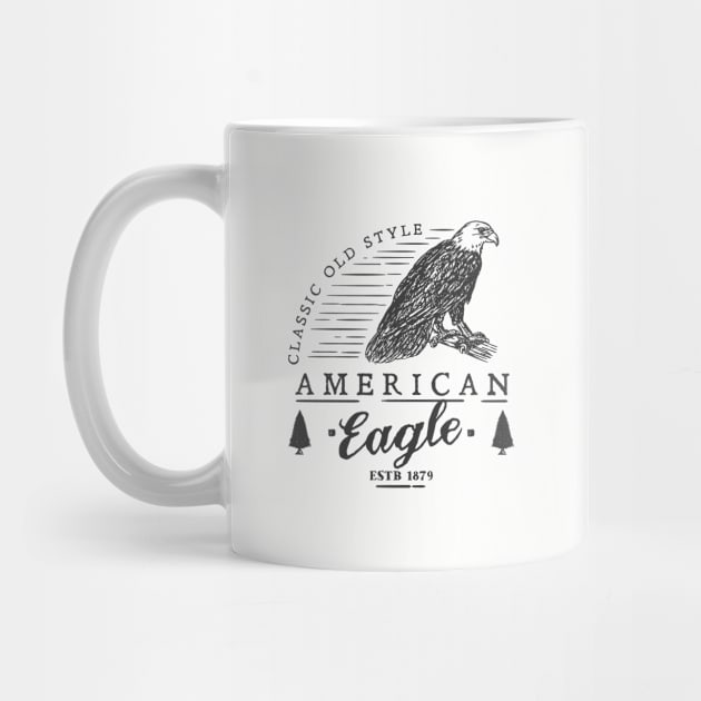 Retro Animal American Eagle Black by Rebus28